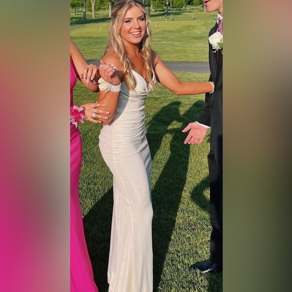 Timeless white gold prom dress